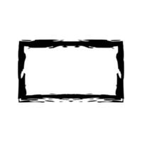 Grunge rectangular frame stamp. Ink empty black box. Rectangular border. Vector illustration isolated on white background