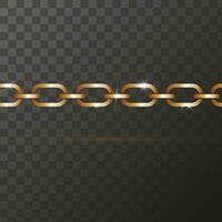 Gold chain on a transparent background, Metal links repeat endlessly, Vector illustration