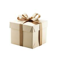 AI generated Gift box with ribbon and bow isolated on white backgound photo