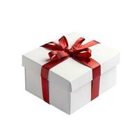 AI generated Gift box with ribbon and bow isolated on white backgound photo