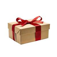 AI generated Gift box with ribbon and bow isolated on white backgound photo