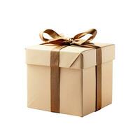 AI generated Gift box with ribbon and bow isolated on white backgound photo