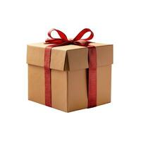 AI generated Gift box with ribbon and bow isolated on white backgound photo