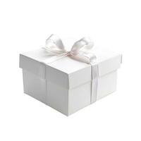 AI generated Gift box with ribbon and bow isolated on white backgound photo