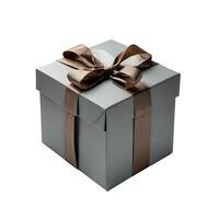 AI generated Gift box with ribbon and bow isolated on white backgound photo