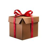 AI generated Gift box with ribbon and bow isolated on white backgound photo