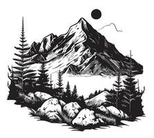 Mountains hand drawn sketch in doodle style Vector illustration Nature