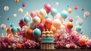 AI generated Happy birthday background photo