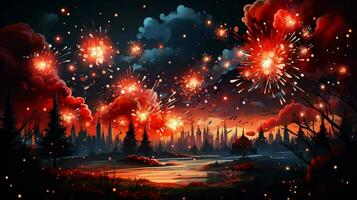 AI generated New year firework background photo