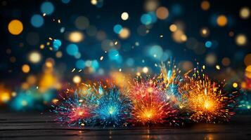 AI generated New year firework background photo