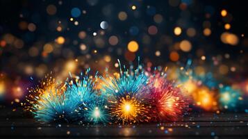 AI generated New year firework background photo