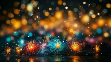 AI generated New year firework background photo