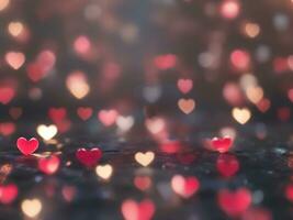 AI generated Heart bokeh light background. Elegant backdrop for valentine's day banners, posters, cards photo
