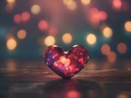 AI generated Red hearts on bokeh background. Elegant backdrop for valentine's day banners, posters, cards photo