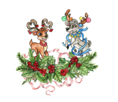 Christmas composition with deer. png