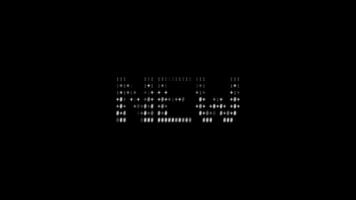 New ascii animation on black background. Ascii art code symbols with shining and glittering sparkles effect backdrop. Attractive attention promo. video