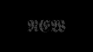 ny ascii animering slinga på svart bakgrund. ascii koda konst symboler skrivmaskin i och ut effekt med looped rörelse. video