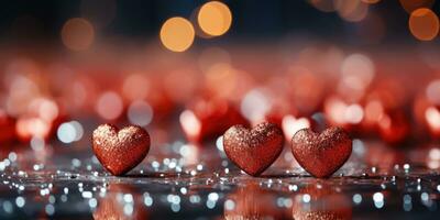 AI generated Valentine's Dream - Shiny Hearts on Abstract Blurred Background photo