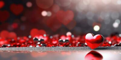 AI generated Enchanting Atmosphere - Shiny Hearts on Abstract Blurred Backdrop photo