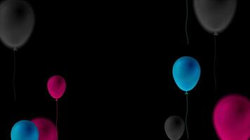 Blue, purple and black balloons abstract video animation