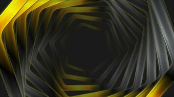 Abstract black orange glossy hexagons video animation