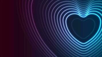 Neon glowing laser heart shape video animation