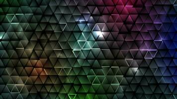 Dark colorful abstract tech triangles video animation