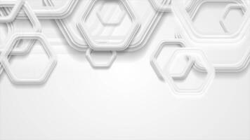 Abstract grey tech motion background with hexagons video