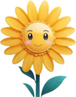 ai genererad en tecknad serie blomma med en leende på dess ansikte png