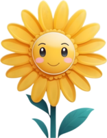 ai generato un' cartone animato fiore con un' Sorridi su suo viso png