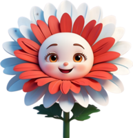 ai gerado uma desenho animado flor com uma sorrir em Está face png