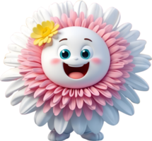 ai generado un dibujos animados flor con un sonrisa en sus cara png