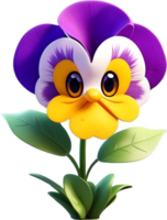 AI generated pansy flower cartoon png
