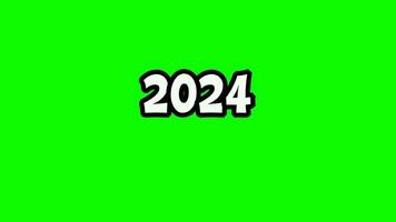 numérique 2024 vert écran vidéo, numérique nombre 2024 sur vert Contexte clignotant animation effets. video