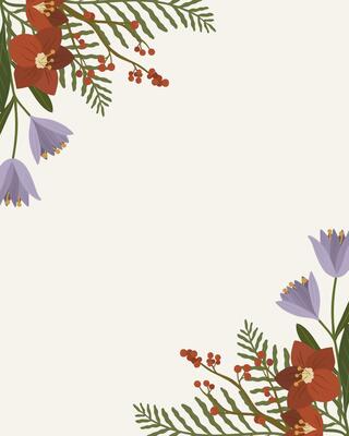 flower background flat florist decoration layout illustration vector bern, misletoe, winter red, eucalyptus