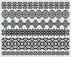Decorative ethnic tribs ornament border frame monochrome set geek ancient vector printable