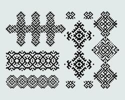 Decorative ethnic tribs ornament border frame monochrome set geek ancient vector printable