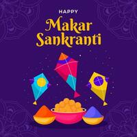 Happy Makar Sankranti illustration in a flat design style vector