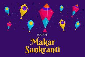 flat design Happy Makar Sankranti background illustration vector