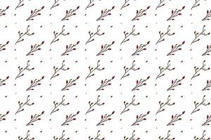 red dot flower with leaf as seamless pattern background vector