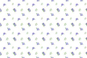 butterfly pea flower with leaf as seamless pattern background vector