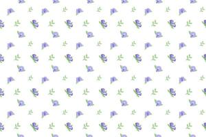 butterfly pea flower with leaf as seamless pattern background vector