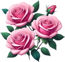 AI generated pink roses on transparent background png