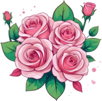 AI generated pink roses on transparent background png