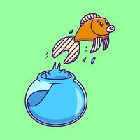 Goldfish Out From Jar vector