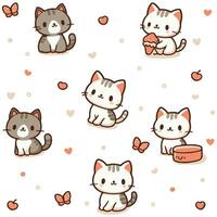 cute cartoon cats hand drawn illustration vector