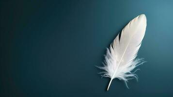 AI generated A single white feather against a gradient dark background symbolizing lightness photo