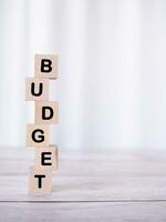 Wooden blocks with the word BUDGET. The concept about budget planning and allocation photo