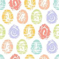 Seamless pattern of colorful Easter chocolate eggs in abstract style. Grunge textures. For wallpaper, fabric, wrapping, background. vector