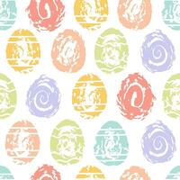 Seamless pattern of colorful Easter chocolate eggs in abstract style. Grunge textures. For wallpaper, fabric, wrapping, background. vector